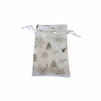 Festive Design Velvet Drawstring Bag Reusable Christmas Gift Bag Long-Lasting for Party Planners, Crafters, Stocking Stuffers, Weddings