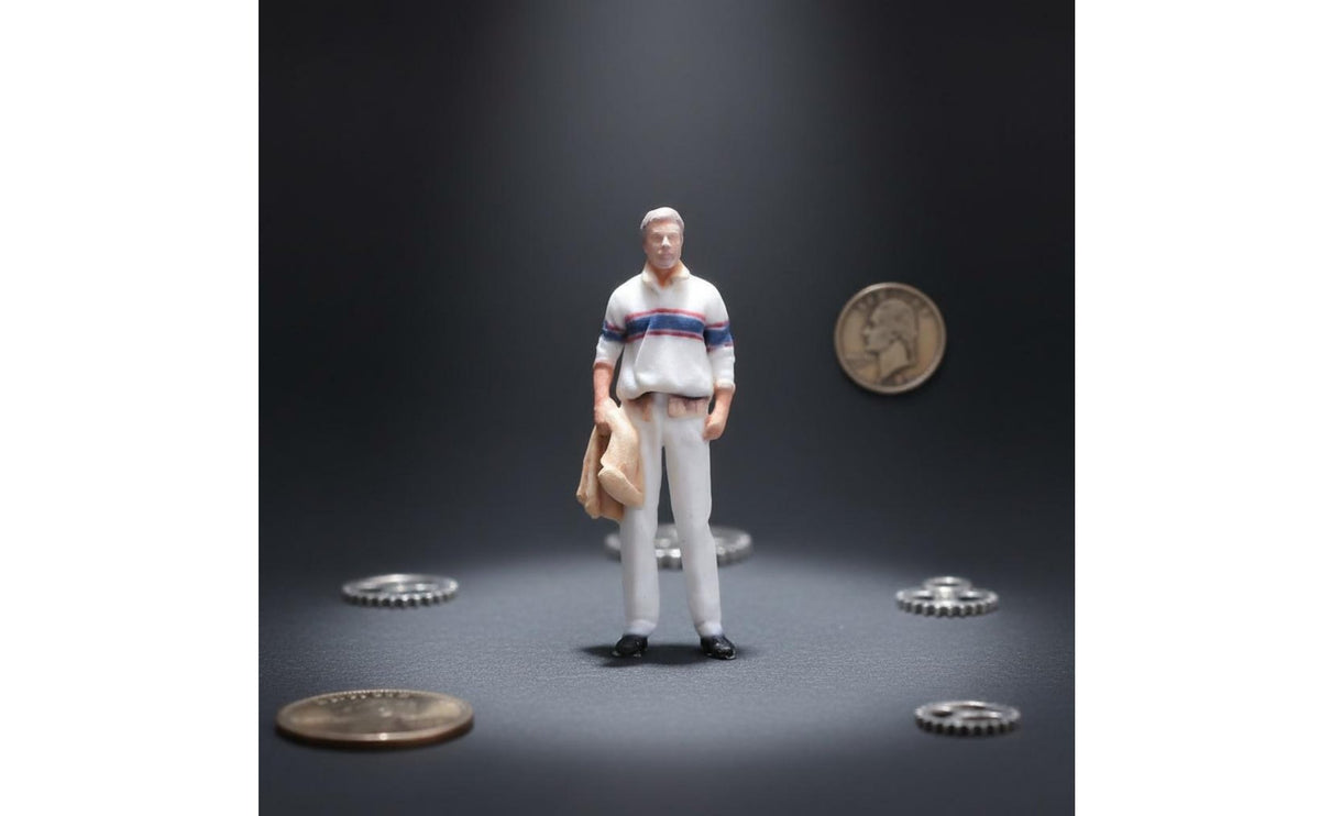 3D Printed 1/64 Scale Man Figure High Intricate 1/64 Miniature Scene Person Collectible Quality Tiny People Model Resin Material for Hobbyists