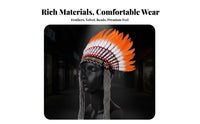Geometric Embroidery Embroidered Feather Headdress Plush-Like Ties Feather Headdress Multicolored Headpiece Lightweight for Stage Performance, Photo Props