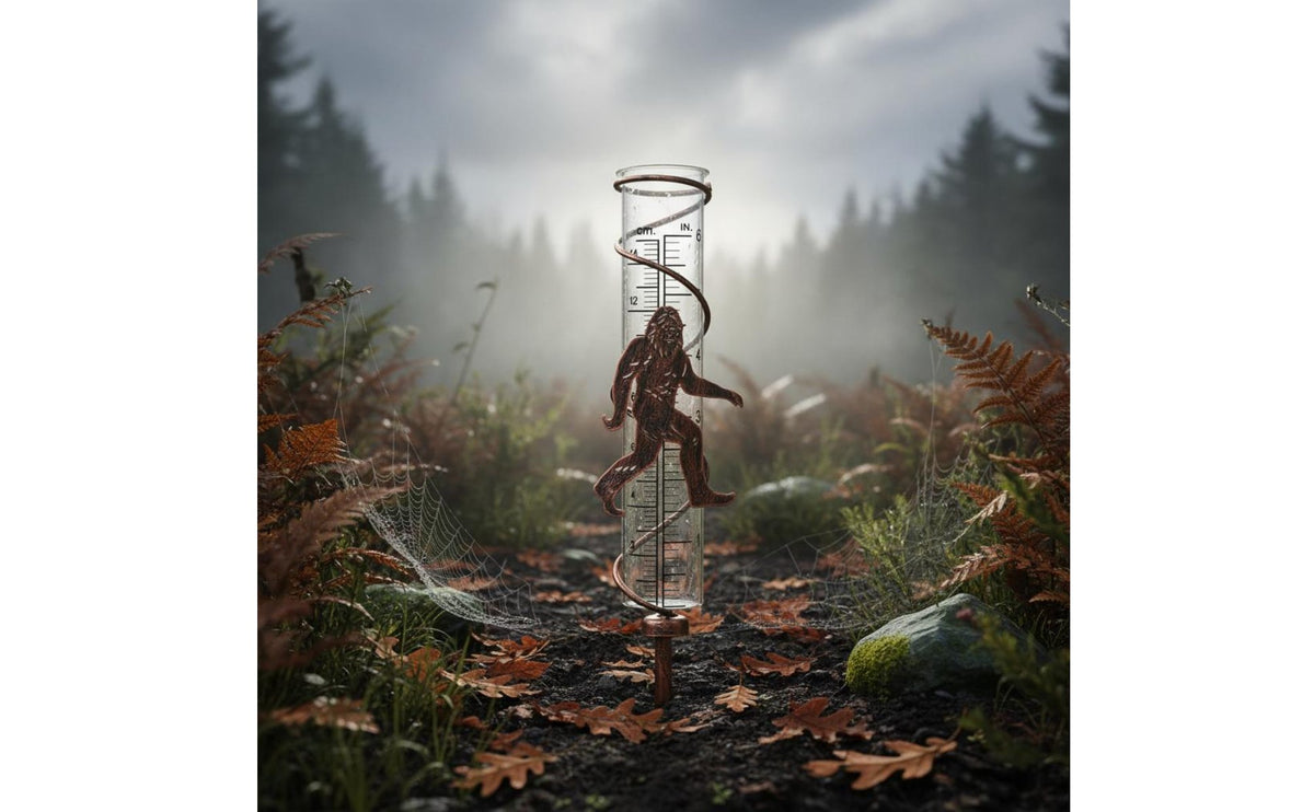Novelty Design Bigfoot Rain Gauge Easy to Read Decorative Rainfall Meter Double Scale for Gardeners