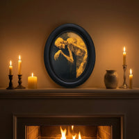 Oval Wooden Picture Black-Framed Oval Wood Picture Frame Glossy for Tabletop, Entryway, Halloween