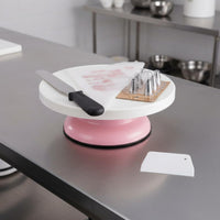 Effortless 360° Rotation Cake Turntable Non-Slip Base Revolving Cake Stand Wobble-Stable Stability Rotating Decorating Stand Food Grade Material for Home Bakers, Beginners