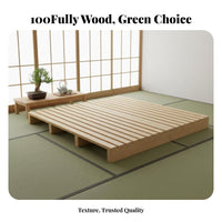 Lowheight Bed Frame Japanese design Slatted Floor Bed Frame No Headboard Mattress Foundation for Guesthouse Owners, partners, floor mat Room, Modern Home