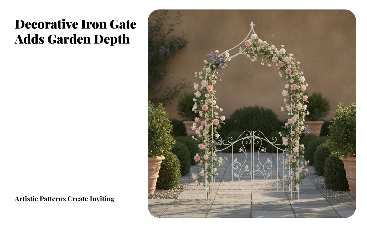 Weather-Resistant Wrought Iron Climbing Plant Archway Heavy Duty Flower Arch with Doors Easy Assembly Metal Garden Arch Gate Decorative Scrollwork for Gardeners, Homeowners, Event Planners, Yard, Patio