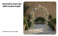 Weather-Resistant Wrought Iron Climbing Plant Archway Heavy Duty Flower Arch with Doors Easy Assembly Metal Garden Arch Gate Decorative Scrollwork for Gardeners, Homeowners, Event Planners, Yard, Patio