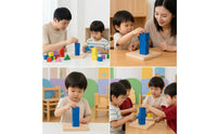 Child-Centered Peg Block Toy Stacking Shape Matching Toy Cognitive Wooden Base Board with Blocks Early Learning for Toddlers
