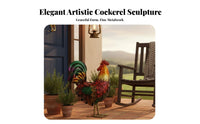 Metal Male Chicken Statue Weather-Resistant Wrought Iron Male Chicken Decoration Chicken Garden Sculpture Long-Lasting Metal