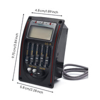 LCD Display Onboard Guitar Equalizer with Tuner Pre-Wired 5-Band Equalizer Pickup System Two Output Connector Onboard Guitar Preamp Tuner Low Battery Indicator for Guitarists, Musicians, Live Performance, Studio Recording