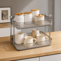Double-Layer Transparent Storage Rack, Countertop Spice Shelf, Space-Saving for Office and Children's Room
