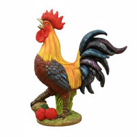 Detailed Craftsmanship Cock Statue Lifelike Design Cock Garden Decor Vibrant Colors for Gardeners, Collectors, Patio, Kitchen