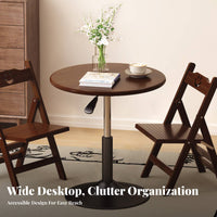 Modern Design Adjustable Round Pedestal Table Multi-Functional Adjustable Pedestal Table Hydraulic Lift Living Room Furniture Versatile for Home Workers, Apartment Dwellers, Homeowners, Bedroom