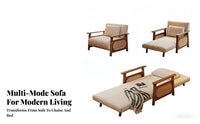 Foldable Fold-extendable Armchair Bed sturdy Wood Frame Fold-extendable Block Lounger two-in-a singleUse Design Living Room Furniture Space-Saving for Apartment Dwellers, Homeowners, Students, Small Spaces, Home Office