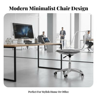 Height Adjustable Armless Clear Rolling Chair Transparent Design Clear Rolling Chair Modern Aesthetic rotating Seat Easy to Clean for Students, Adults, Makeup Users, Study Room, Bedroom, Small Spaces