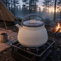 Portable Camping Kettle Transparent Lid Foldable Kettle Embossed Markings Portable Camping Pot