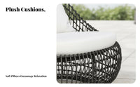 Wicker Design configurable Rattan Daybed Weather-Resistant Canopied Patio Daybed Deep pads Outdoor Seating machine-easy-to-clean sleeves for property owners, Families, Adults, Sunroom, Garden, rearyard, waterside