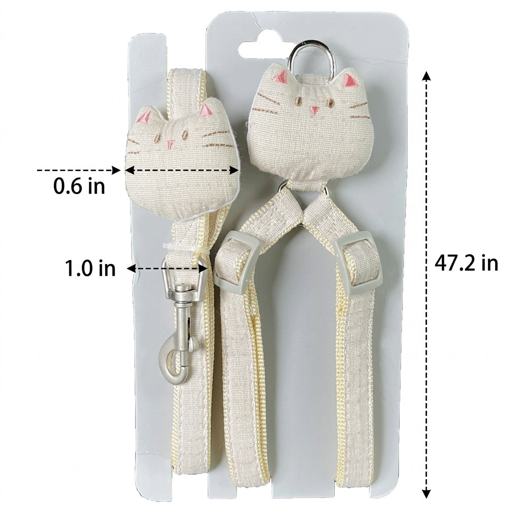 Adjustable Cat Harness and Dog Harness Vest Set, Breathable Nylon Cat Leash and Dog Leash, Not Retractable Training Leash for Outdoor Pet Travel