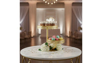 Lace Border 2 Tier Dessert Stand Multi-Functional Tiered Serving Stand Metal Food Display Rack for Wedding, Afternoon Tea, Party, Buffet