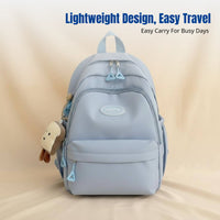 Women's Backpack, Solid Color, Cute Design, Lightweight Student Shoulder Bag, Travel