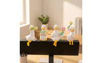 4 Pieces Duck Figurine Adorable Duck Ornament Mini Desk Decor for Office, Car Dashboard