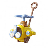 Cartoon Style Push Along Airplane Colorful Airplane Push Toy Plastic Kids Plaything Wheeled for Children