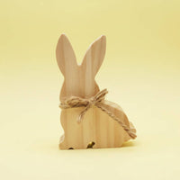 Wooden Bunny Figurine Creative Craft Wooden Rabbit Table Ornament for Bookshelf