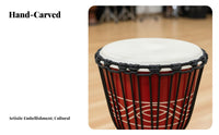 Beginner Friendly African Djembe Sheepskin Head Rope-Tuned Djembe African Hand Drumatskin Drumhead Percussion Instrument Authentic Sound for Beginners, Children, Music Students, Home Practice, Outdoor Gathering, Live Performances