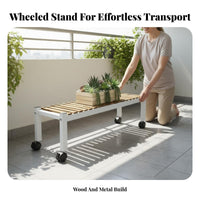 Rolling Plant Stand With Wheels Botanical Trolley Cart Multifunctional Flower Pot Holder Rack for Balcony, Living Room, Indoor