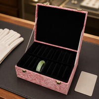 Brocade Jewelry Box Divided Tray Compartment Jewelry Box Metal Latches Storage Item