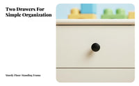 Modern Design 2-Drawer Bedside Chest 0 Formaldehyde Added Bedroom Furniture Rounded Corners Nightstand Spacious Storage for Children, Families, Homeowners, Guest Room, Nursery