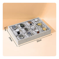 12-Compartment Watch Display Tray with Pillows Open-Top Watch Organizer with Pillow Protective Padding Jewelry Tray Space-Saving for Collectors