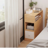 Bedside Cabinet with Drawer Bedside Table with Wheels Space-Saving Narrow Storage Cabinet for Small Bedroom, Dorm Room