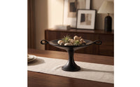 Pedestal Fruit Tray Vintage-Influenced Fruit Tray with Handles Rustic Footed Serving Bowl for Dining Table