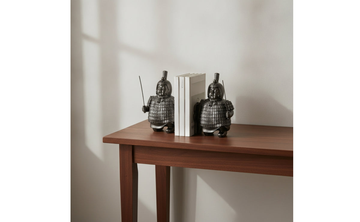Terracotta Protector Bookends Metal-Like Bookends with Rectangular Base Vintage Bookend Pair for Collectors, Bookshelf, Office, Study Room