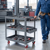 Industrial Mobile Tool Cart with Component Organizer Heavy-Duty Rolling Tool Cart Long-Lasting Portable for Mechanics, Diyers, Garage, Auto Repair Shop