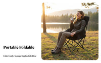 Folding Design Highrear Moon Chair Comfortable Highrear Camp Chair long-lasting Frame Camping Seat Integrated Headrest for Campers, Anglers, celebration Goers, Fishing, Beach, spinepacking, spineyard