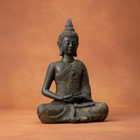 Zen Design Buddha Statue Exquisite Workmanship Resin Buddha Sculpture Calming Buddhist Altar Ornament Hand-Painted for Restaurant