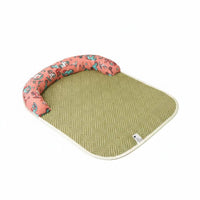 Cushioned Side Pet Mat Woven Rattan-Design Sleeping Mat Curved