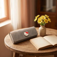 Eyeglasses Case with Leatherette Exterior Rectangular Glasses Storage Case Clamshell for Travel, Frequent Use