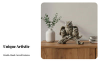Resin Feathered Creature Statue Creative Design Resin Feathered Creature Sculpture Owls on Branch Sculpture Hand-Painted