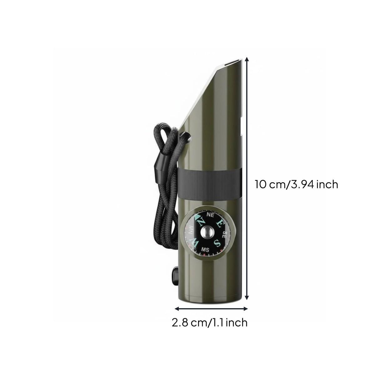 Sealed Storage Compartment 7-in-1 Survival Whistle High Loudness Survival Whistle with Compass and LED Sturdy ABS Construction for Camping