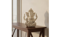 Resin Ganesha Statue with Lotus Base Tabletop Ganesha Statue Sculpted Decor Decorative for Home Altar