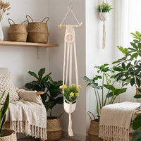 Macrame Plant Hanger, Handwoven Plant Hanger from Natural Fiber Rope, 85cm Long, for Indoor & Outdoor, Garden & Balcony, Nordic Style