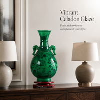 Jingdezhen Ceramic Vase for Living Room Decor, Chinese Style Flower Arrangement Ornament, Light Luxury Blue and White Porcelain