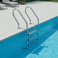 Anti-Slip 3-Step Pool Ladder Long-Lasting Stainless Steel Pool Ladder Polished Cylindrical