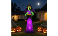 Outdoor Halloween Inflatable Witch Garden Inflatable Witch with LED Lights Lawn Halloween Inflate Decoration Lighted for Homeowners