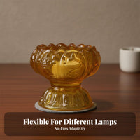 Eight Auspicious Symbols Pattern Buddhist Butter Lamp Holder Solid Base Butter Lamp Holder Sturdy for Buddhists, Temple, Meditation Studio