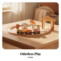 Wooden Railway Set Wood Finish Children's Plaything Decorative for Kids