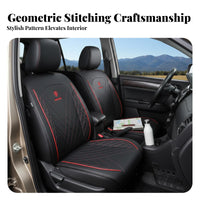 Long-Lasting Leather Car Seat Cover Wear-Resistant Full Wrap Seat Cover Set Easy to Clean Auto Upholstery Luxury Design for Drivers, Pet Owners, Families, Family Travel, Daily Commute, Road Trips
