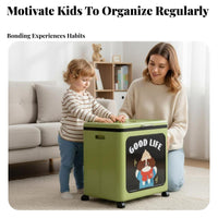 Large Capacity Foldable Frontopening Box hinged lid Toy Chest foldable Design Organizer container flexible for Families, Parents, Living Room, Playroom, Bedroom, Nursery