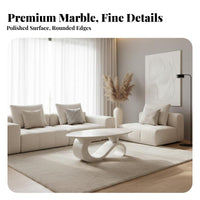 2 Pieces Coffee and End Table Group Minimalist Design Sculptural Table Set Creamy Design Scuff Resistant for Living Room, Study